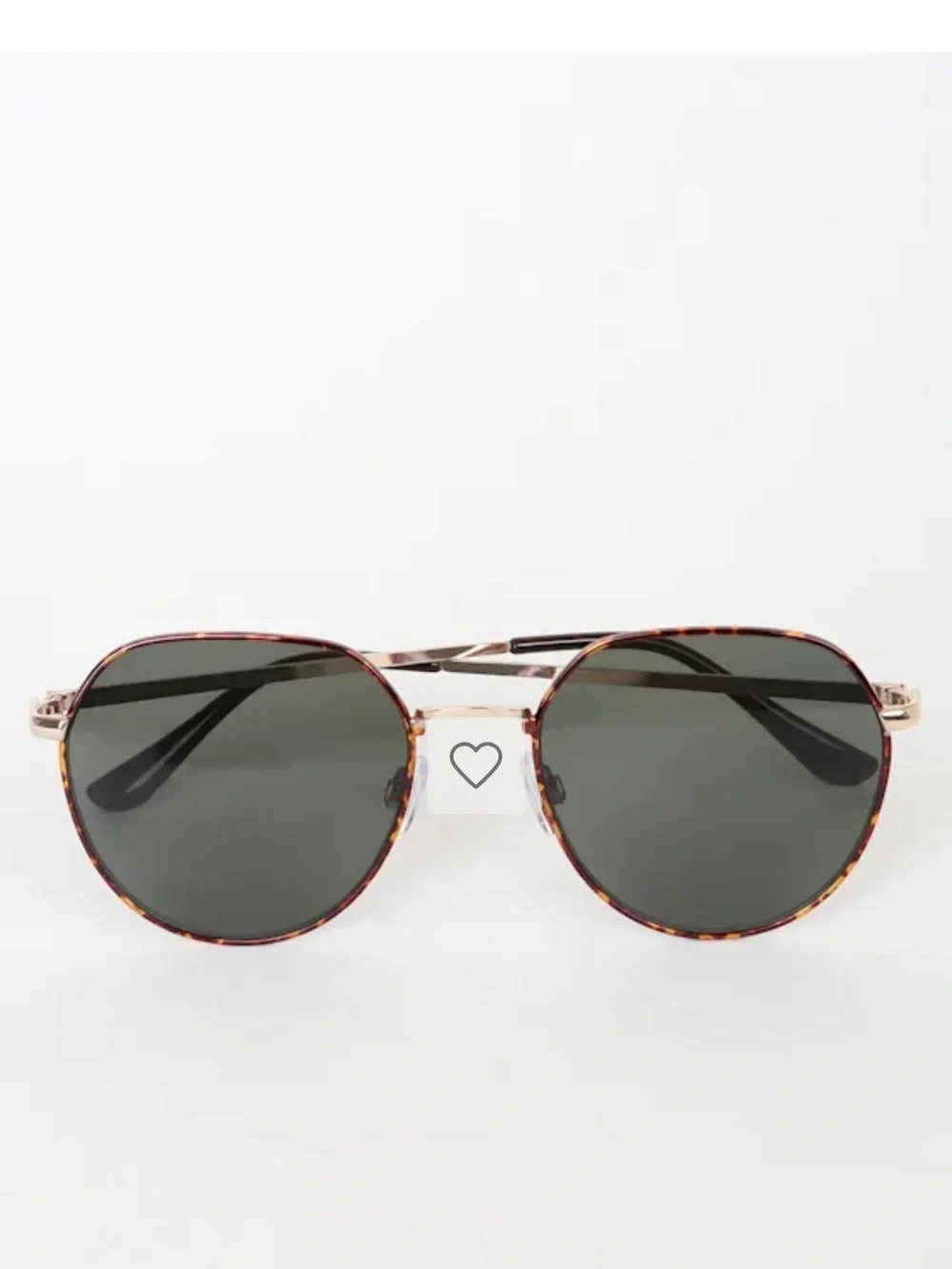 MINKPINK Side Street Brown Tortoise Round Sunglasses Gold Black Lenses